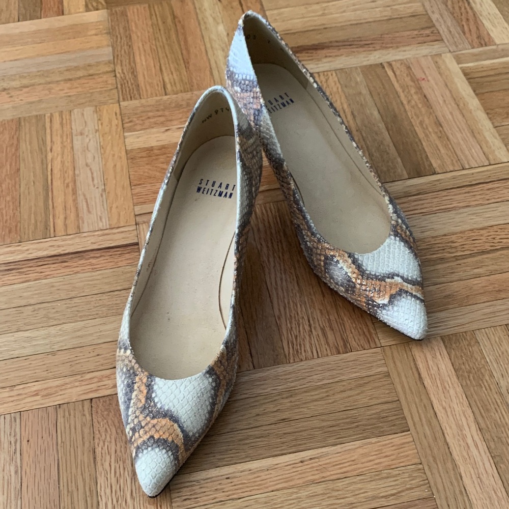 Stuart Weitzman Python Kitten Heel Pumps - Women’… - image 1